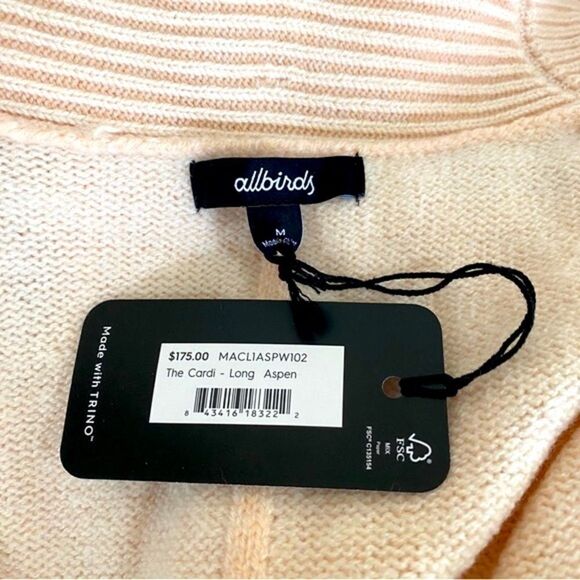 Allbirds Aspen 100% Merino Wool Long Cardigan Duster Length Sz M NWT - Picture 8 of 14